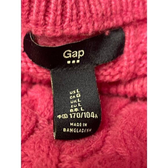 Gap Factory Pink Cable Knit Mock Neck Long Sleeve Sweater Women's Large - Picture 7 of 8